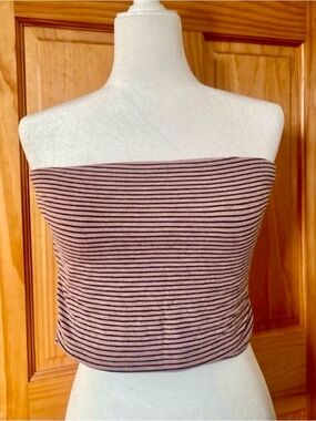 American Eagle Soft & Sexy Striped Tube Top Pink Black Y2K Bandeau Large